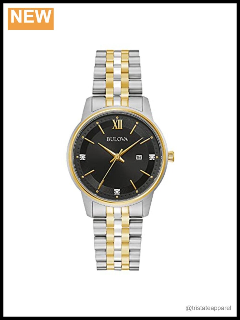 Two-Tone Stainless Steel Diamond Quartz Watch 3-Hand Date